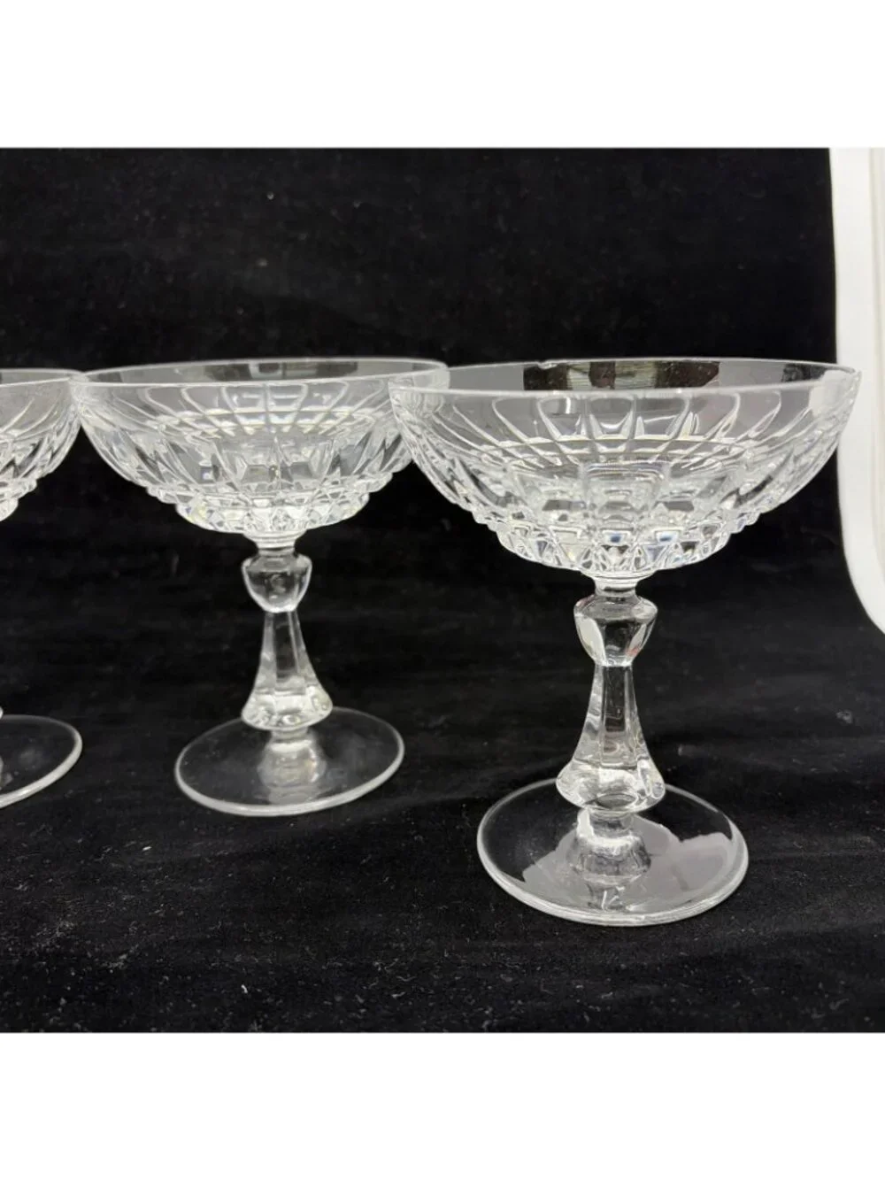 Vintage Nachtmann Astra Crystal Champagne Coupe Tall Sherbet Glasses Set of 4